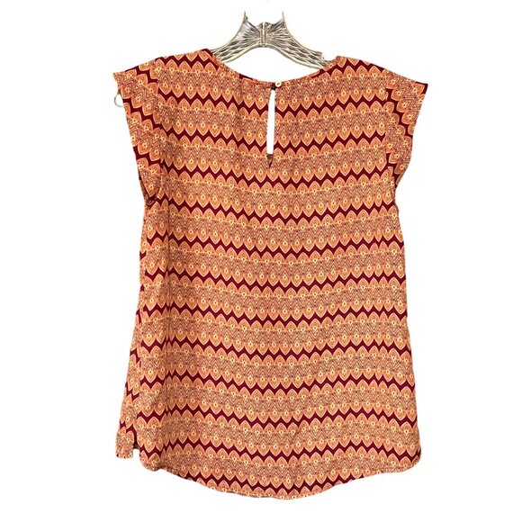 Geometric Print Cap Sleeve Blouse Small - Picture 7 of 7